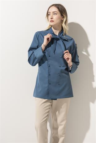 C-02 Scarf Kadın – Kot Mavi Şef Ceketi