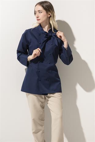 C-02 Scarf Kadın – Lacivert Şef Ceketi