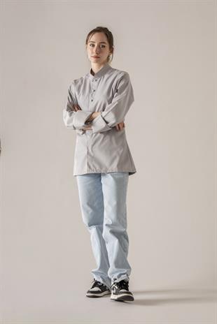 C-05 Collaret Kadın – Açık Gri Şef Ceketi