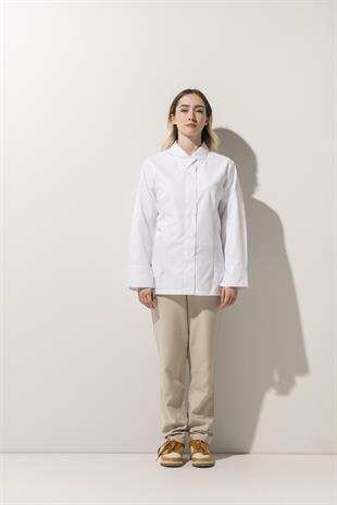 C-06 Sharp Collar Kadın – Beyaz Şef Ceketi