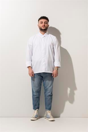 C-06 SHARP COLLAR - Keskin Yaka Beyaz Şef Ceketi 