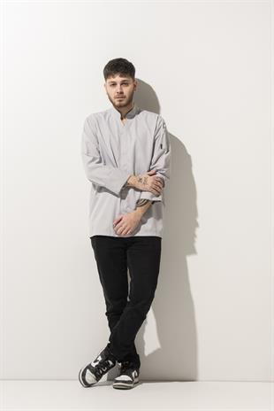 C-07 Vneck – Açık Gri Şef Ceketi