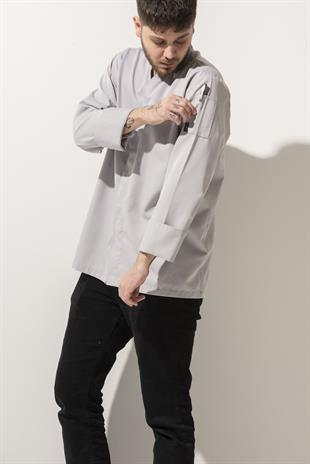 C-07 Vneck – Açık Gri Şef Ceketi