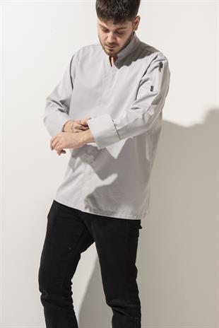 C-07 Vneck – Açık Gri Şef Ceketi