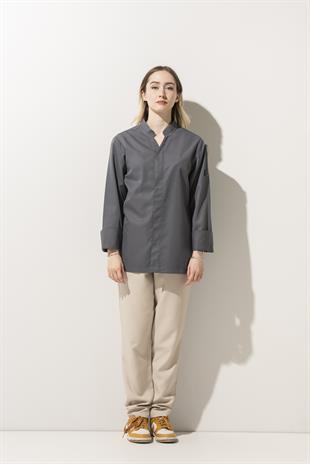 C-07 Vneck Kadın – Antrasit Şef Ceketi