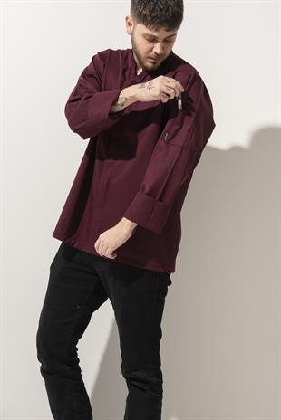 C-07 Vneck – Bordo Şef Ceketi