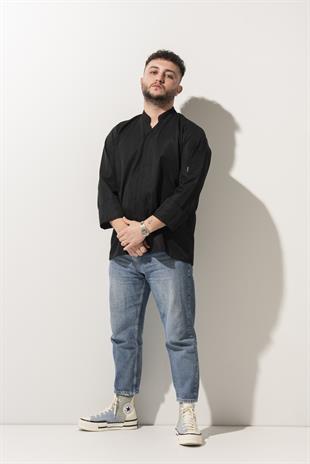 C-07 Vneck – Siyah Şef Ceketi