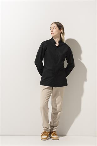 C-07 Vneck Kadın – Siyah Şef Ceketi