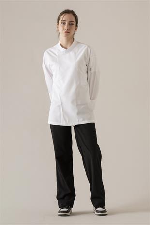 C-10 Simple Kadın – Beyaz Şef Ceketi
