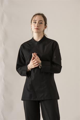 C-10 Simple Kadın – Siyah Şef Ceketi