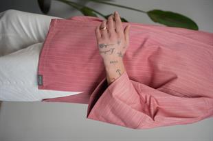 C-11 Mai Oversize – Kırmızı Beyaz Çizgili Kadın Şef Ceketi