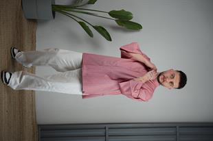 C-11 Mai Oversize – Kırmızı Beyaz Çizgili Şef Ceketi