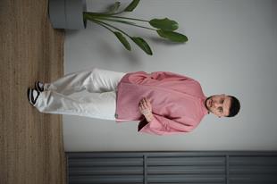 C-11 Mai Oversize – Kırmızı Beyaz Çizgili Şef Ceketi