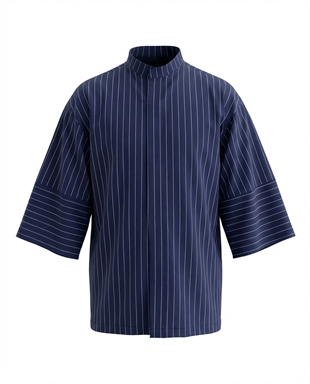 C-11 Mai Oversize – Lacivert Beyaz Çizgili Şef Ceketi