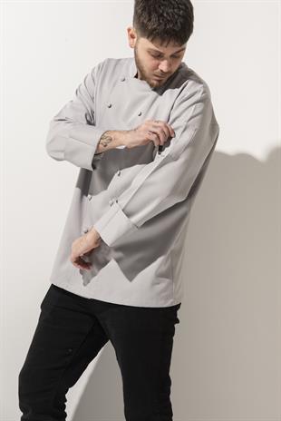 C-14 Classic – Açık Gri Şef Ceketi