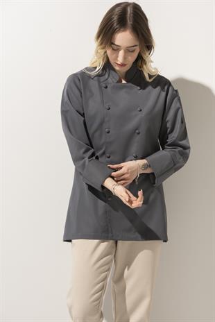 C-14 Classic Kadın – Antrasit Şef Ceketi