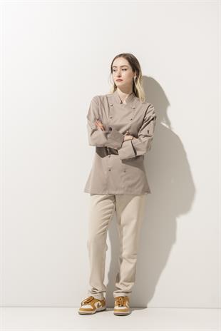 C-14 Classic Kadın – Bej Şef Ceketi