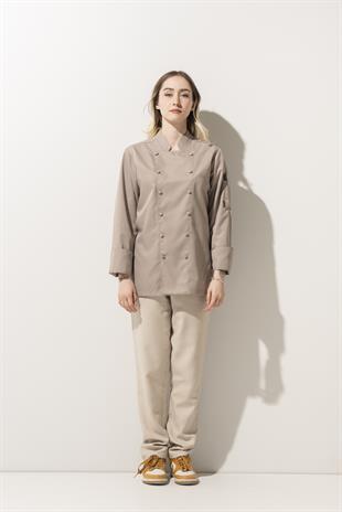 C-14 Classic Kadın – Bej Şef Ceketi