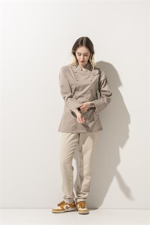 C-14 Classic Kadın – Bej Şef Ceketi