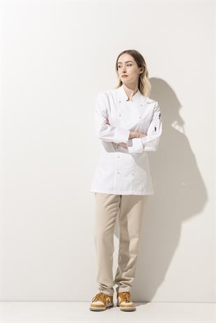 C-14 Classic Kadın – Beyaz Şef Ceketi