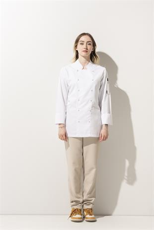 C-14 Classic Kadın – Beyaz Şef Ceketi