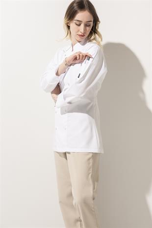 C-14 Classic Kadın – Beyaz Şef Ceketi