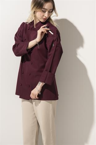 C-14 Classic Kadın – Bordo Şef Ceketi