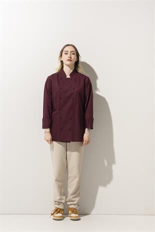 C-14 Classic Kadın – Bordo Şef Ceketi
