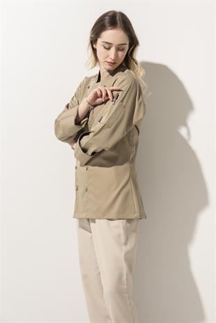 C-14 Classic Kadın – Camel Şef Ceketi