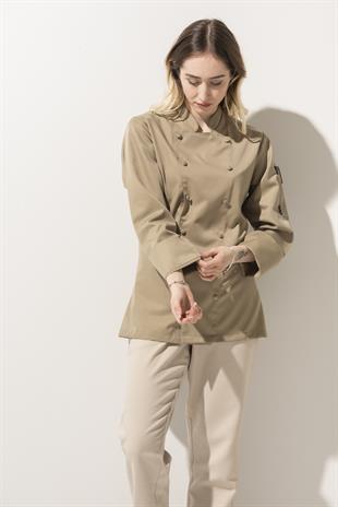C-14 Classic Kadın – Camel Şef Ceketi