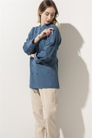 C-14 Classic Kadın – Kot Mavi Şef Ceketi
