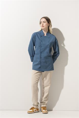 C-14 Classic Kadın – Kot Mavi Şef Ceketi