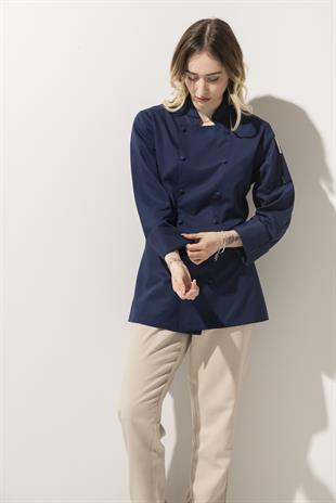 C-14 Classic Kadın – Lacivert Şef Ceketi