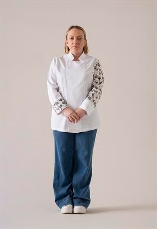 C-19 Burger Kadın – Beyaz Şef Ceketi