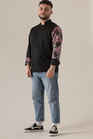 C-19 Colourful Monstera – Siyah Şef Ceketi