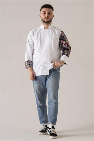 C-19 Colourful Monstera – Siyah Şef Ceketi