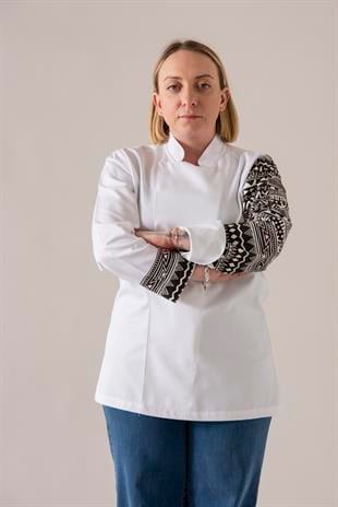 C-19 Ethnic Kadın – Beyaz Şef Ceketi