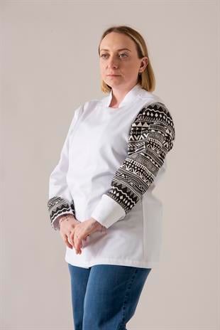 C-19 Ethnic Kadın – Beyaz Şef Ceketi