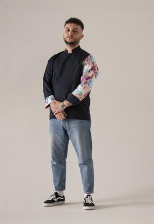 C-19 Flowery Skull – Beyaz Şef Ceketi