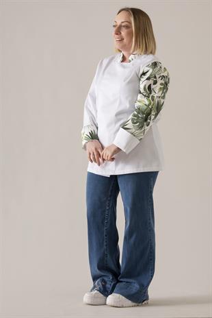 C-19 Greens Monstera Kadın – Beyaz Şef Ceketi