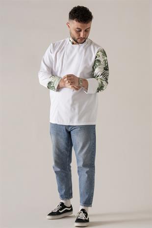 C-19 Greens Monstera – Beyaz Şef Ceketi