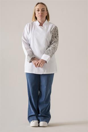 C-19 Mandala Kadın – Beyaz Şef Ceketi