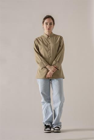 C-20 Soft Kadın – Açık Gri Şef Ceketi