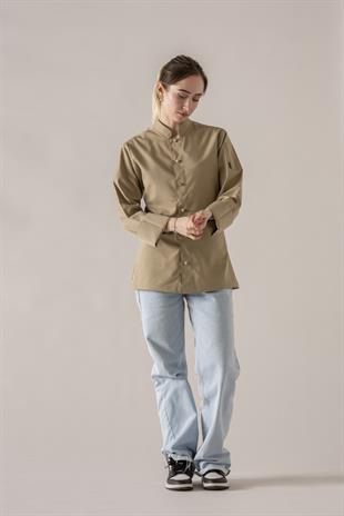 C-20 Soft Kadın – Açık Gri Şef Ceketi