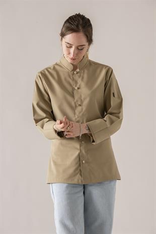 C-20 Soft Kadın – Açık Gri Şef Ceketi