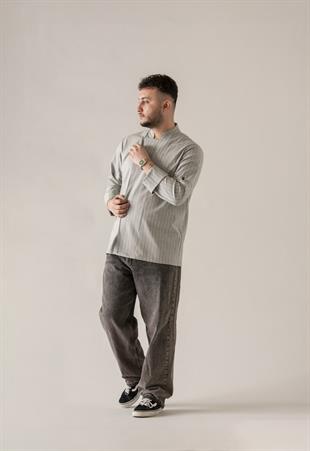 C-21 Premium – Antrasit Çizgili Şef Ceketi