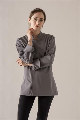 C-21 Premium Kadın – Antrasit Şef Ceketi