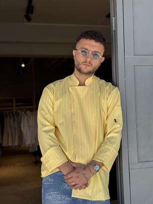 C-21 Premium – Sarı Çizgili Şef Ceketi
