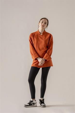 C-21 Premium Kadın – Turuncu Çizgili Şef Ceketi