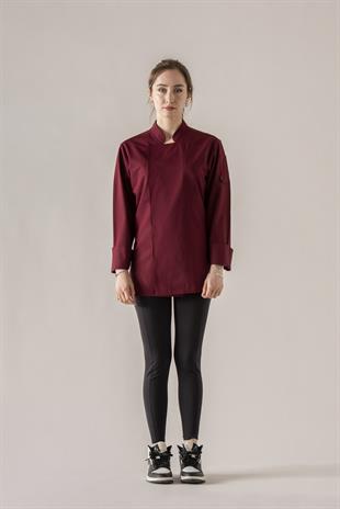 C-21 Premium Kadın – Bordo Şef Ceketi